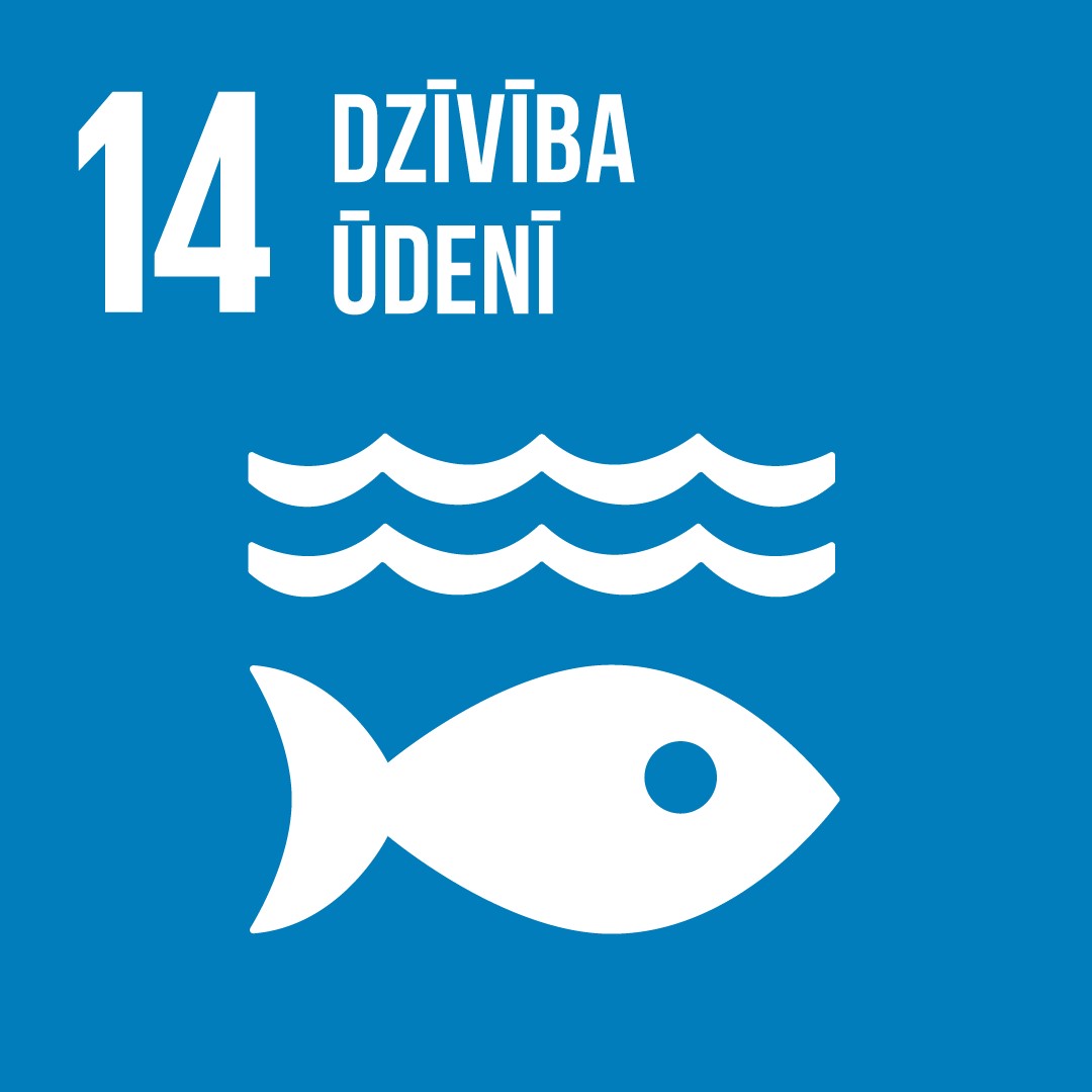ANO 14. IAM "Saglabāt un ilgtspējīgi izmantot okeānus, jūras un to resursus, lai nodrošinātu ilgtspējīgu attīstību" ikona